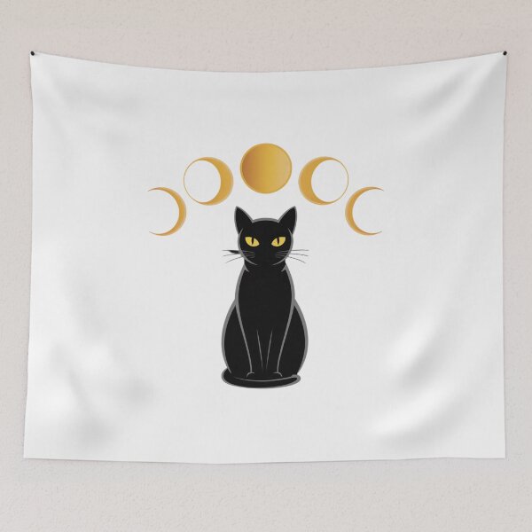 Item preview, Witchy Black Cat Lunar Phase Magic Minimalist Icon designed and sold by chattsuede.