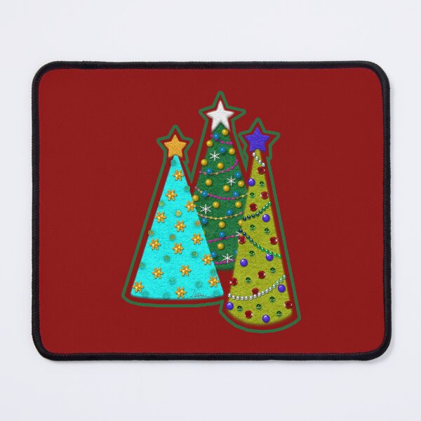 Item preview, Whimsical Felt Look Embellished Christmas Trees designed and sold by CheriesArt.