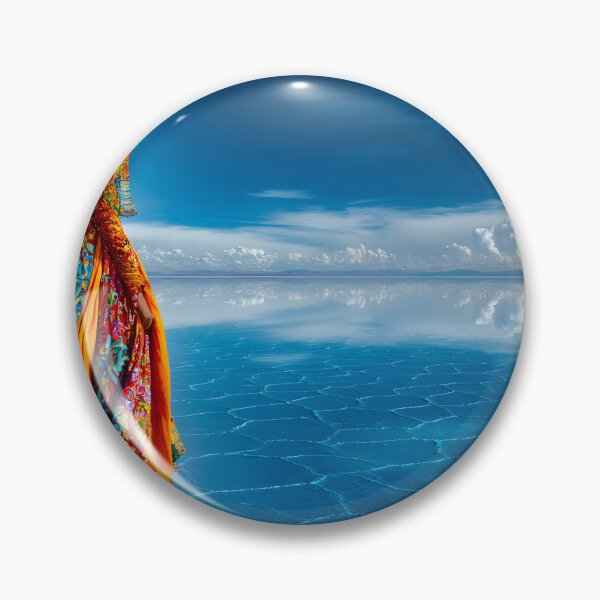 Item preview, Vibrant Lady in Colorful Dress on Blue Salt Flat designed and sold by Artessie.