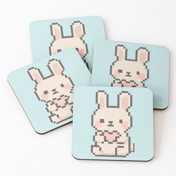Item preview, Kawaii Pixel Bunny with Heart – Bunny 1 – Picsell Buddies Pixel Edition designed and sold by BROHLine Studio.