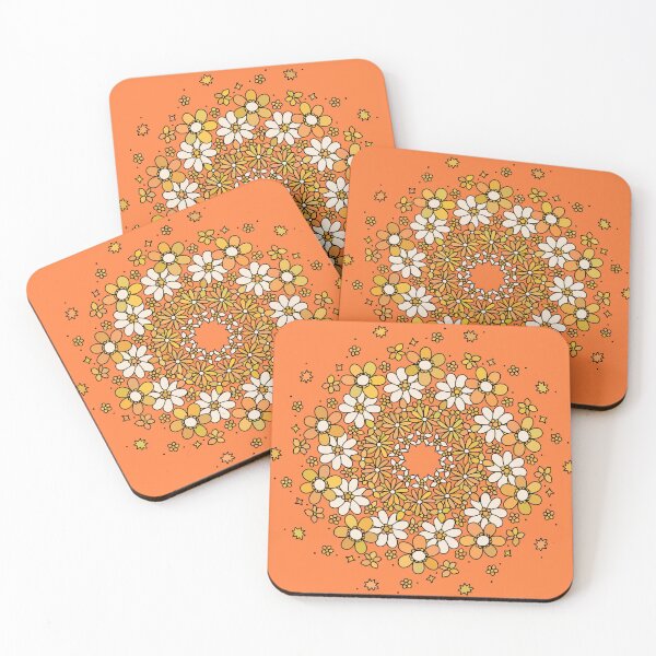 Item preview, Retro Orange Daisy Flower Power Mandala designed and sold by RetroMaggie.