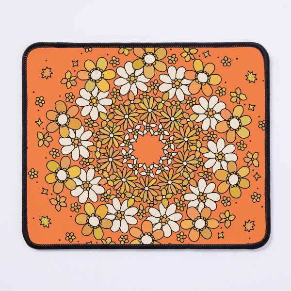 Item preview, Retro Orange Daisy Flower Power Mandala designed and sold by RetroMaggie.