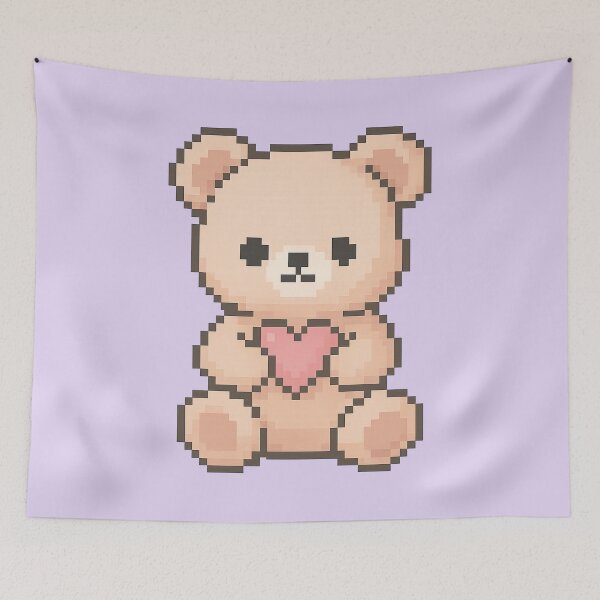 Item preview, Cute Pixel Bear Holding Heart – Bear 2 – Picsell Buddies Pixel Edition designed and sold by BROHLine Studio.
