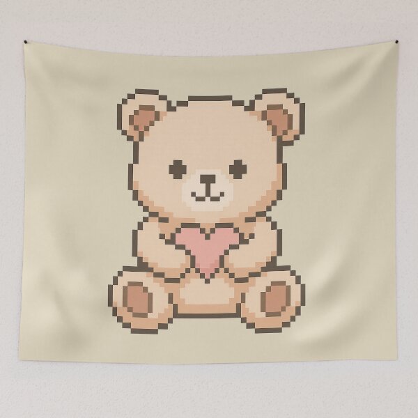 Item preview, Cute Pixel Bear Holding Heart – Bear 1 – Picsell Buddies Pixel Edition designed and sold by BROHLine Studio.