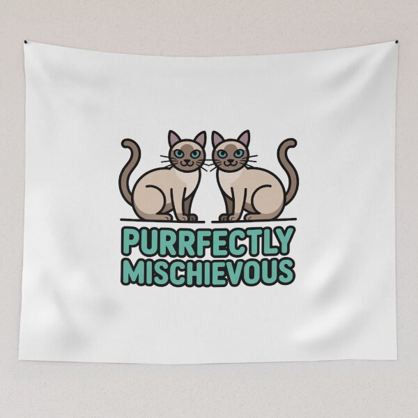Item preview, Siamese Cat Purrfectly Mischievous Cartoon Pair designed and sold by chattsuede.