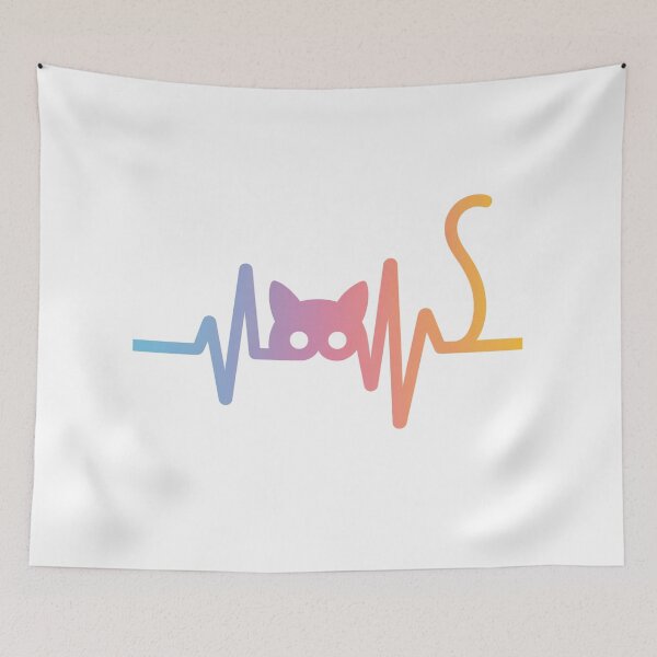 Item preview, Cat Heartbeat Minimalist Line Art With Gradient designed and sold by chattsuede.