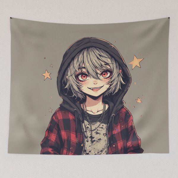 Item preview, Kawaii Punk Vampire Boy – Soft Grunge Hoodie Aesthetic Art by NegarTv Designs designed and sold by NegarTv Designs.