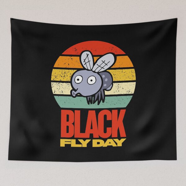 Item preview, Black Fly Day Retro Sunset Design designed and sold by CleanDecor.