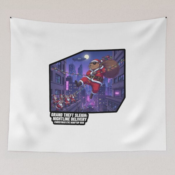 Item preview, Capybara Santa Rooftop Heist designed and sold by MiszungART.