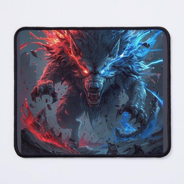 Item preview, Fenrir Unchained – Glowing Eyes Norse Wolf Artwork designed and sold by Mythic Tide.