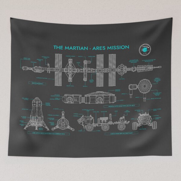 Item preview, The Martian - Ares Mission (Grey and Turquoise Blueprint) designed and sold by BGALAXY.