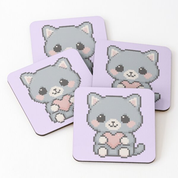 Item preview, Cute Pixel Kitty with Heart – Kitty 1 – Picsell Buddies Pixel Edition designed and sold by BROHLine Studio.