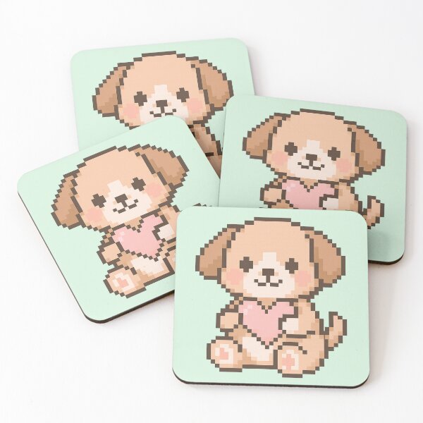 Item preview, Kawaii Pixel Puppy Holding Heart – Pup 1 – Picsell Buddies Pixel Edition designed and sold by BROHLine Studio.