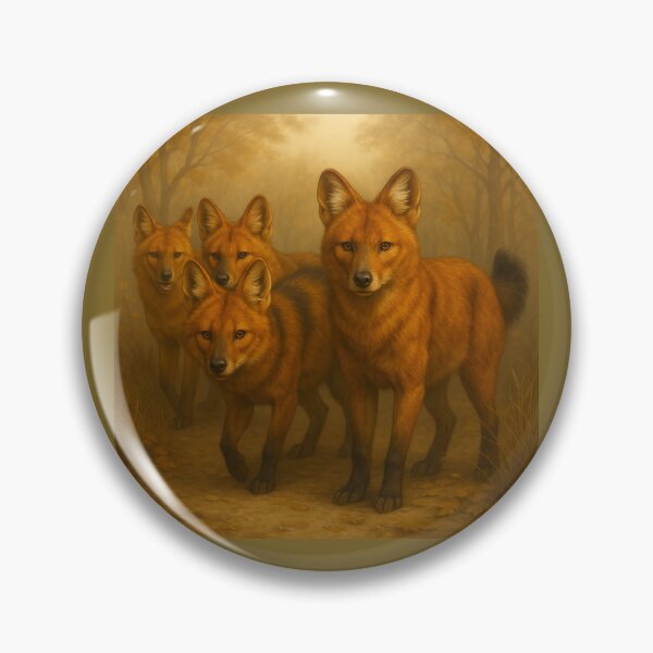 Item preview, Dhole Pack – Asiatic Wild Dogs in Forest Mist Wildlife Art designed and sold by GeoWild Designs.