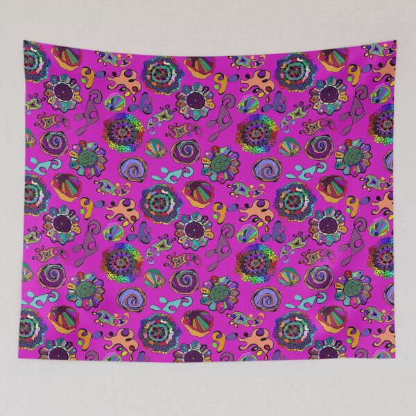 Item preview, Inky Circles Doodles Multicolor on Pink designed and sold by CheriesArt.