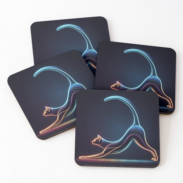 Item preview,  Neon Yoga Cat – Glowing Stretch Pose designed and sold by Dogandesighn.