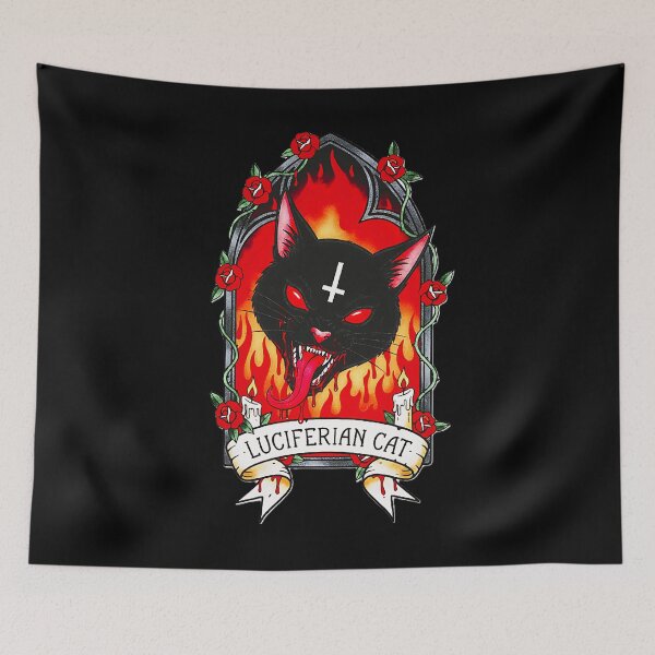 Item preview, LUCIFERIAN CAT Demonic Cat Inverted Cross designed and sold by CoffinsArt.
