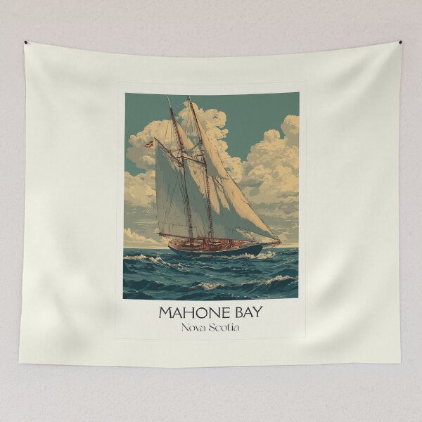 Item preview, Mahone Bay Nova Scotia | Three Churches Scenery Art Print designed and sold by TuncGK.