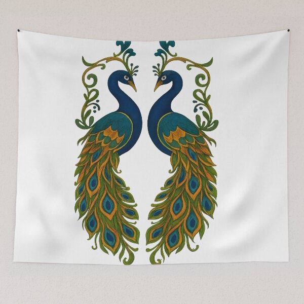 Item preview, Peacock Harmony: Traditional Assam Print with Facing peacock Motifs designed and sold by Haus Of K.