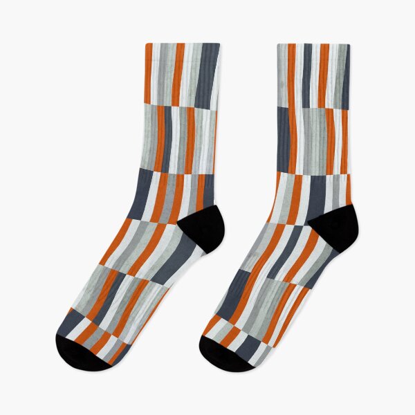 Item preview, Ocean Geometry - Modern Nautical Stripes in Orange Navy Gray designed and sold by Petra Lang.