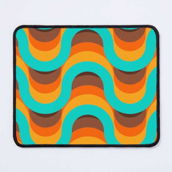 Item preview, Retro 1970s Turquoise, Yellow, Orange, Brown, Abstract Wavy Pattern designed and sold by RetroMaggie.