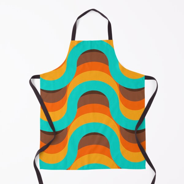 Item preview, Retro 1970s Turquoise, Yellow, Orange, Brown, Abstract Wavy Pattern designed and sold by RetroMaggie.
