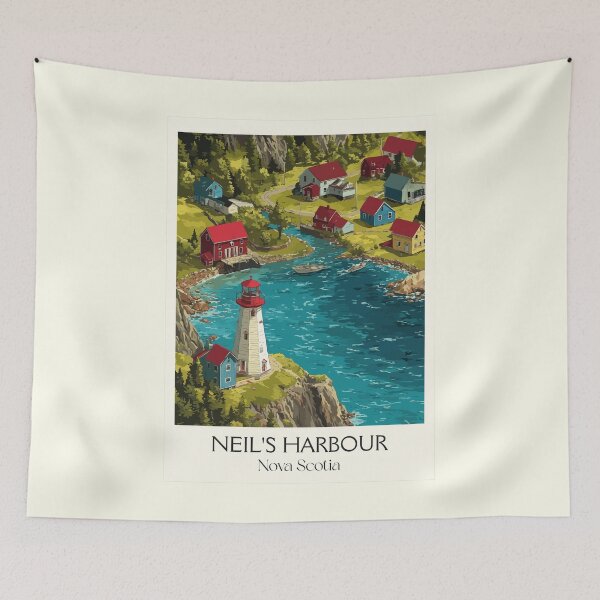 Item preview, Neil's Harbour Nova Scotia | Cabot Trail Fishing Village Art designed and sold by TuncGK.