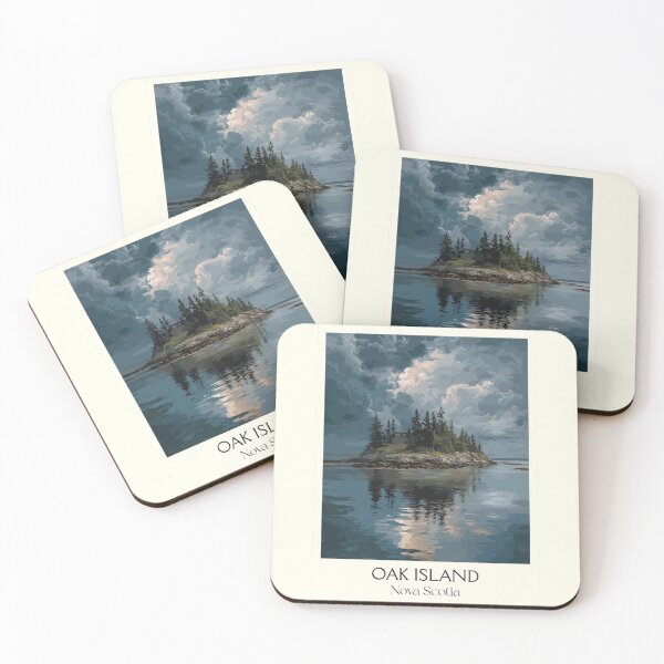 Item preview, Oak Island Nova Scotia | Mahone Bay Folklore Art Print designed and sold by TuncGK.
