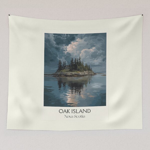 Item preview, Oak Island Nova Scotia | Mahone Bay Folklore Art Print designed and sold by TuncGK.