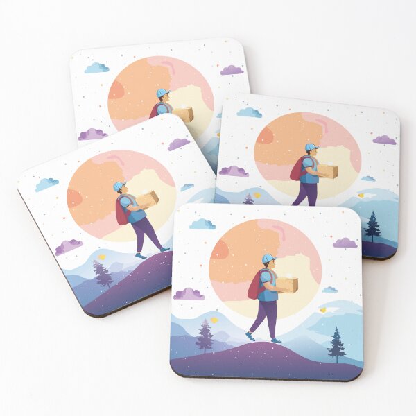 Item preview, Courier Walking at Sunset Landscape designed and sold by RitaStudio.
