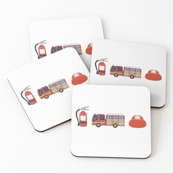 Item preview, Firefighter Icons Sticker – Extinguisher, Fire Engine, Helmet – Minimal Rescue Triptych designed and sold by MicroRoleClub.