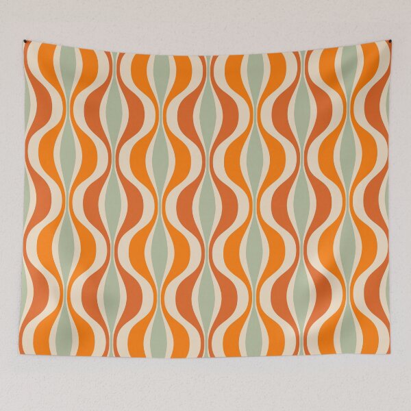 Item preview, 1960s 1970s Retro Mid Mod Wavy Va-China Pattern designed and sold by RetroMaggie.