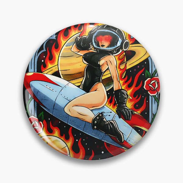 Item preview, SATANIC STAR PILOT Pinup Rocket Sci-Fi Girl designed and sold by CoffinsArt.