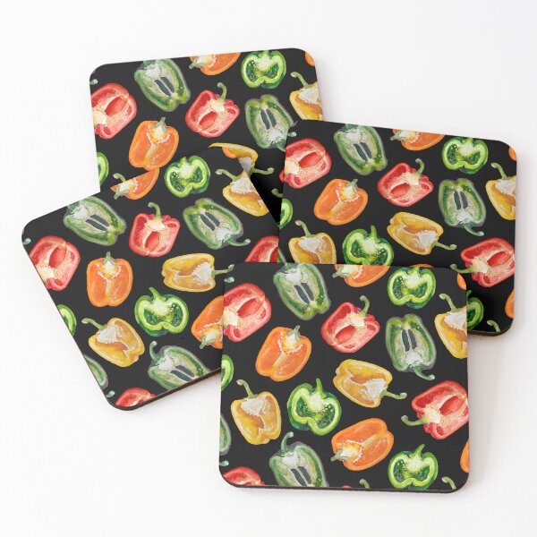 Item preview, Watercolor Bell Peppers on Black designed and sold by Brittany Lane Allen.