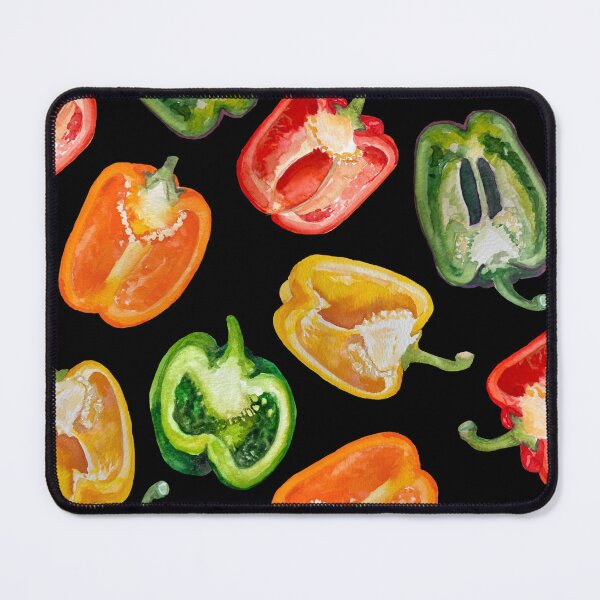 Item preview, Watercolor Bell Peppers on Black designed and sold by Brittany Lane Allen.