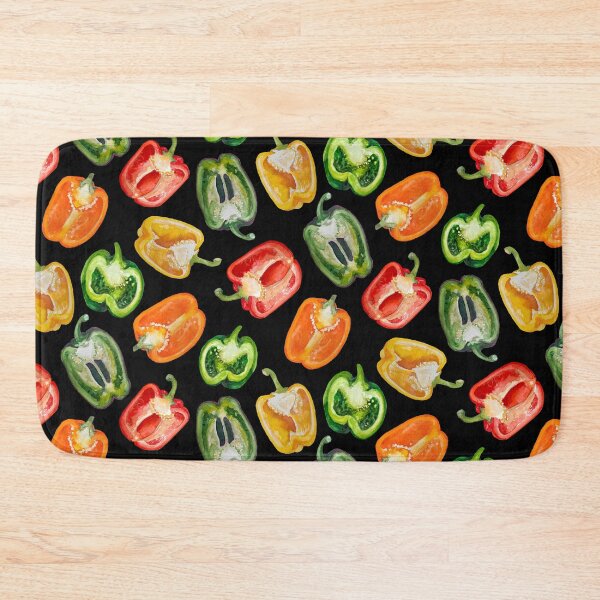 Item preview, Watercolor Bell Peppers on Black designed and sold by Brittany Lane Allen.