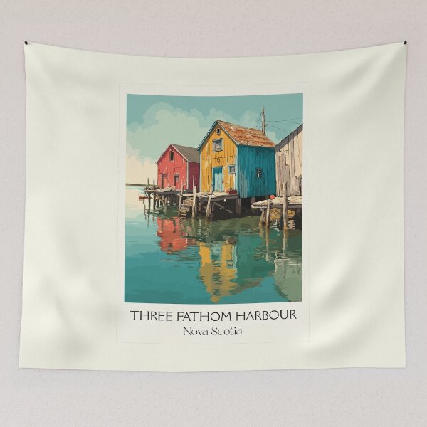 Item preview, Three Fathom Harbour NS | Eastern Shore Fishing Shacks Art designed and sold by TuncGK.