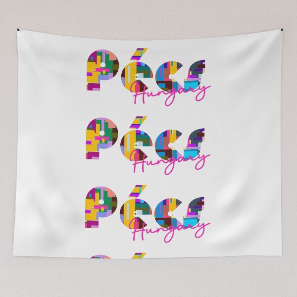 Item preview, Pécs, Hungary, Vibrant Abstract City Typography Art designed and sold by Wanderful-roads.