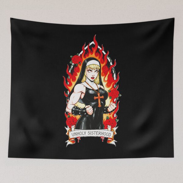 Item preview, UNHOLY SISTERHOOD Fighter Nun Pinup designed and sold by CoffinsArt.