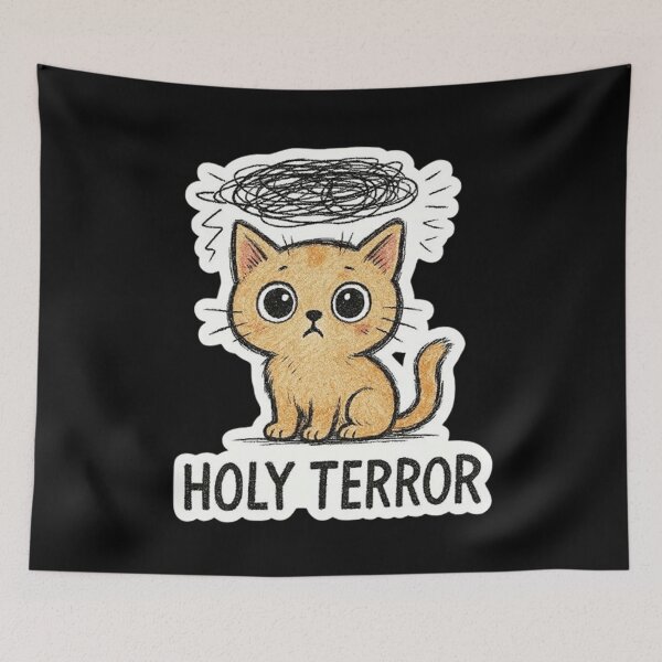 Item preview, Holy Terror - Cat With Chaotic Halo designed and sold by MiLaKK.