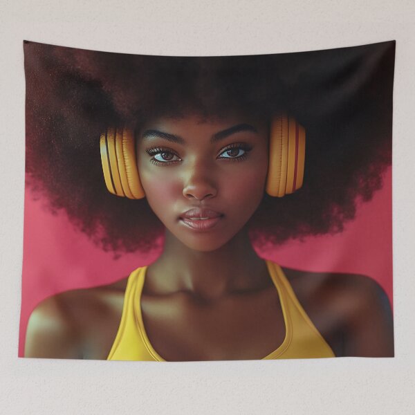Item preview, Young woman with bright headphones designed and sold by anytka.