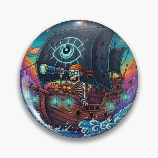 Item preview, Cosmic Pirate Ship - Skeleton Captain Sailing Space Ocean designed and sold by AwesomeBeyondLimits.