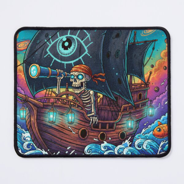 Item preview, Cosmic Pirate Ship - Skeleton Captain Sailing Space Ocean designed and sold by AwesomeBeyondLimits.