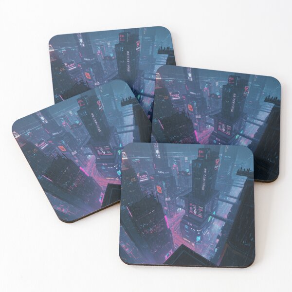 Item preview, Rainy Neon Megacity – Cyberpunk Aerial designed and sold by SoftgroveStudio.