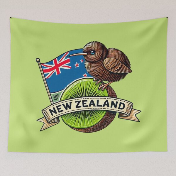 Item preview, New Zealand Kiwi & Flag designed and sold by Myra365Art.