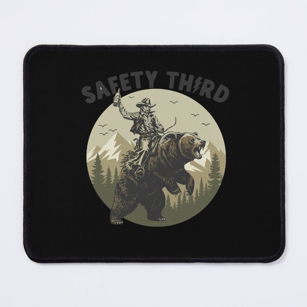 Item preview, Safety Third Cowboy Riding Bear Funny Work Tee designed and sold by BANKACEM.STORE.