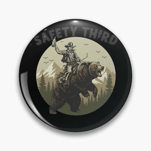 Item preview, Safety Third Cowboy Riding Bear Funny Work Tee designed and sold by BANKACEM.STORE.