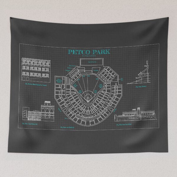 Item preview, PETCO Park  (Grey and Turquoise Blueprint) designed and sold by BGALAXY.