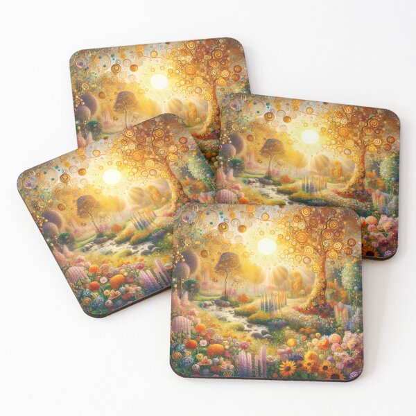 Item preview, Golden Sun Garden – Pastel Florals Klimt-Inspired Sunflowers designed and sold by EmeraldeaArt.