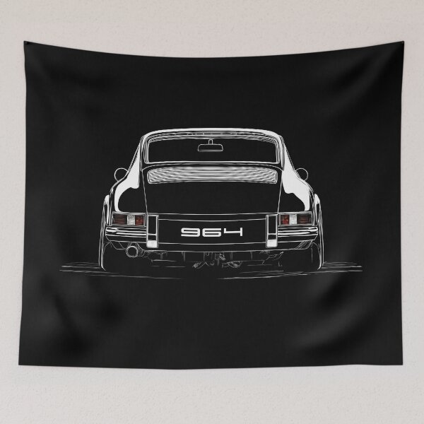 Item preview, Vintage Porsche 911 964 Rear line illustration designed and sold by blackdogshop.